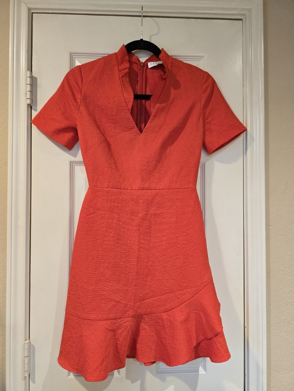 SANDRO Paris Mini Dress Red Short Sleeve - Picture 1 of 7